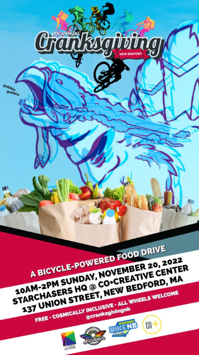Event poster with an aggressive Turkey illustration, groceries and event details